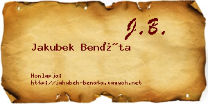 Jakubek Benáta névjegykártya